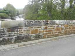Stonework on inner left face of West Blackdene Bridge over River Wear, Stanhope April 2016